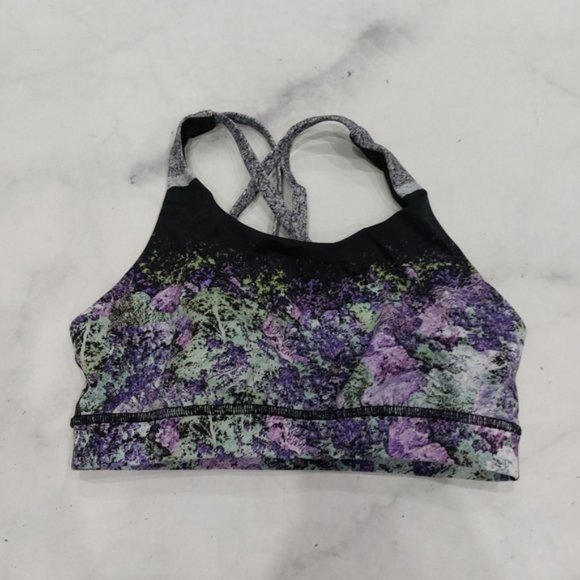 Lululemon Energy Bra (Nulux) Vivid Vision Multi Black Size 6 - Picture 1 of 7